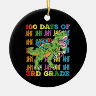 Ornamento De Cerâmica 100 Dias Da 3ª Série Escola De Dinossauros T Rex