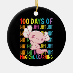 Ornamento De Cerâmica 100 Dias De Aprendizado Mágico Escola Axolote