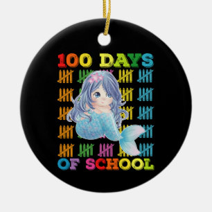 Ornamento De Cerâmica 100 Dias De Escola Professora Sereia Aluna