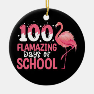 Ornamento De Cerâmica 100 Dias Flamantes de Aula Professor Flamingo