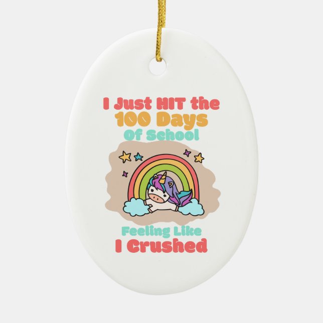 Ornamento De Cerâmica 100 dias na escola, eu apenas acertei e esmagei os (Frente)