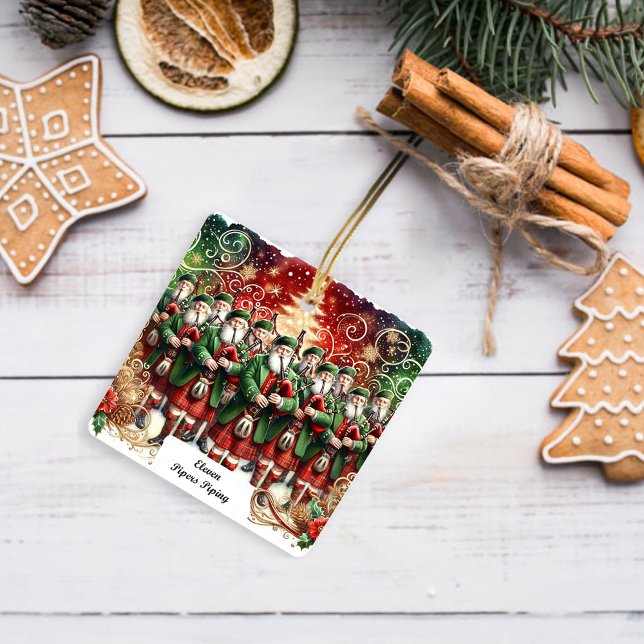 Ornamento De Cerâmica 12 dias de canalização de Onze Pipers de Natal (Criador carregado)