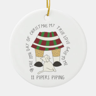 Ornamento De Cerâmica 12 dias de Catmas 11 gaiteiros que conduzem a foto