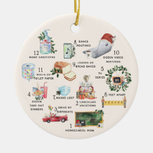 Ornamento De Cerâmica 12 Dias de Covid Férias de Natal "Quarentena"
