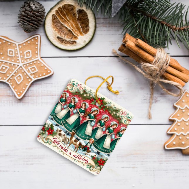 Ornamento De Cerâmica 12 dias de Natal Oito Crianças e Leitura (Criador carregado)