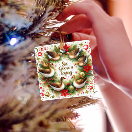 Ornamento De Cerâmica 12 dias de Natal Seis Gansos por dia