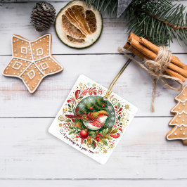 Ornamento De Cerâmica 12 dias de Partucho de Natal em uma árvore genealó