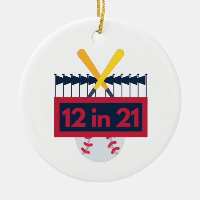 Ornamento De Cerâmica 12 em 21 Baseball (Frente)