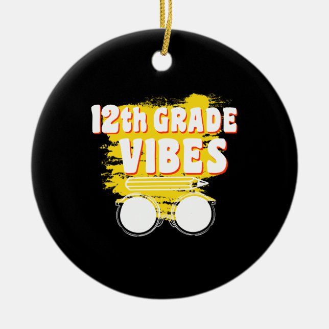 Ornamento De Cerâmica 12 Grau Vibes Camisa De Volta À Escola Primeiro Di (Frente)