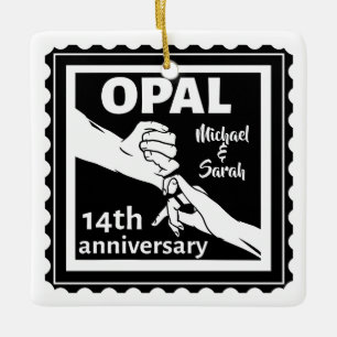 Ornamento De Cerâmica 14 aniversário de casamento Opal tradicional