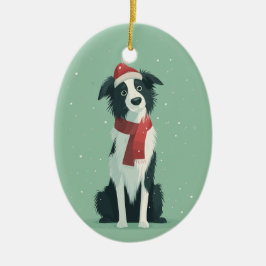 Ornamento De Cerâmica 1950 Christmas Border Collie