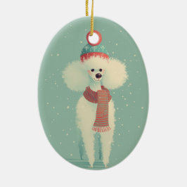 Ornamento De Cerâmica 1950 Christmas Poodle