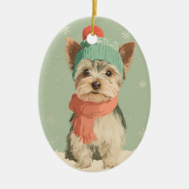 Ornamento De Cerâmica 1950 Christmas Yorkie