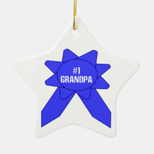 Ornamento De Cerâmica #1 Avô Fita Azul