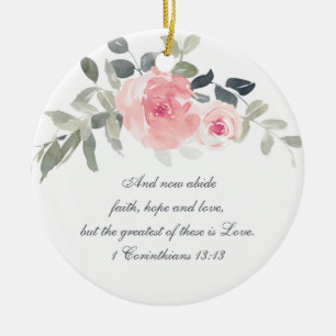Ornamento De Cerâmica 1 Corinthians 13:13 Faith Hope Love, Natal