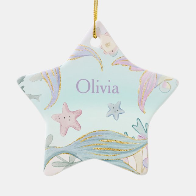 Ornamento De Cerâmica 1 Foto: Água Lítida Sereia Trilha Marinha (Frente)