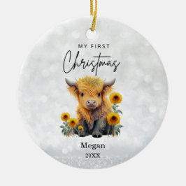 Ornamento De Cerâmica 1rua da Primeira Vaca de Natal Girassóis