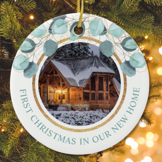 Ornamento De Cerâmica 1rua de Natal Nova Casa Eucalyptus 2 Foto (Criador carregado)