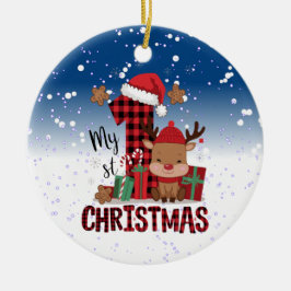 Ornamento De Cerâmica 1rua de Natal Santa Hat White Snow Reindeer