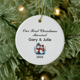 Ornamento De Cerâmica 1rua personalizada casada de Natal