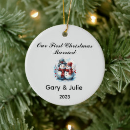 Ornamento De Cerâmica 1rua personalizada casada de Natal
