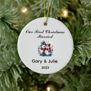 Ornamento De Cerâmica 1rua personalizada casada de Natal