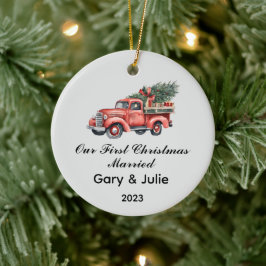 Ornamento De Cerâmica 1rua personalizada casada de Natal