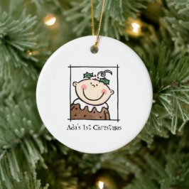 Ornamento De Cerâmica 1rua personalizada de rosto de tonto claro