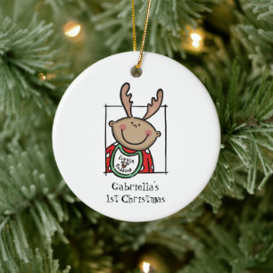 Ornamento De Cerâmica 1rua personalizada de rosto de tonto médio