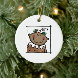 Ornamento De Cerâmica 1rua personalizada de rosto de tonto preto