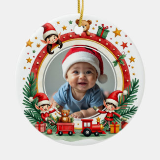Ornamento De Cerâmica 1st Christmas 2 sided, Elf Express Keepsake