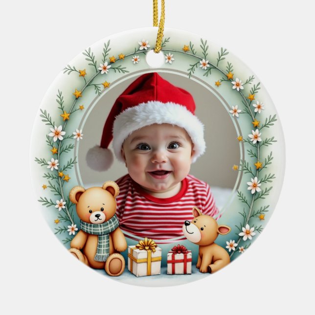 Ornamento De Cerâmica 1st Christmas 2 sided Santa’s Newest Helper (Frente)