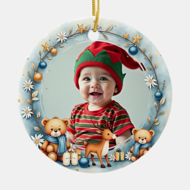 Ornamento De Cerâmica 1st Christmas 2 sided,  Santa’s Snuggle Squad (Frente)