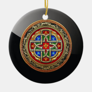 Ornamento De Cerâmica [200] Cruz Celta [Dourado+Enamel]