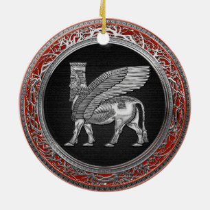 Ornamento De Cerâmica [200] Touro Assírio - Silver Lamaçu