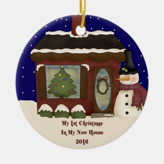 Ornamento De Cerâmica 2016 meu boneco de neve Home novo do Natal (Frente)