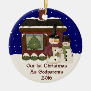 Ornamento De Cerâmica 2016 nosso ø Natal como Godparents