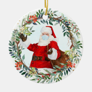 Ornamento De Cerâmica 2020 A Year To Remember Santa With Face Mask