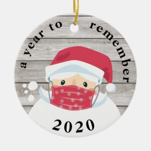 Ornamento De Cerâmica 2020 Por ano para lembrar da madeira rústica dos