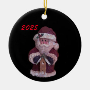 ORNAMENTO DE CERÂMICA 2025 BIRDHOUSE PAPAIS NOEIS CHRISTMAS