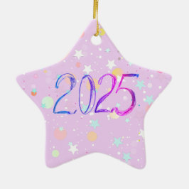 Ornamento De Cerâmica 2025 - número de anos de novo - desenho de pastel