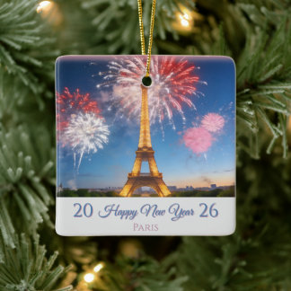 Ornamento De Cerâmica 2026 Happy New Year Customizable Ornament - Paris