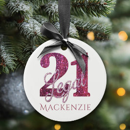 Ornamento De Cerâmica 21 e jurídico | Faux Glitter aniversário de 21 ano