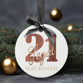 Ornamento De Cerâmica 21 e White White Rose Dourado Nome