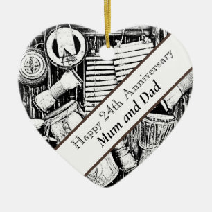 Ornamento De Cerâmica 24º aniversário editável