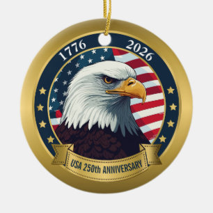 Ornamento De Cerâmica 250º Aniversário EUA Patriótico 1776–2026