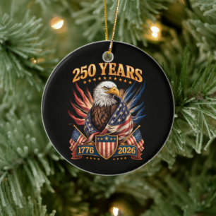 Ornamento De Cerâmica 250 Anos Americano 250º Aniversário EUA Patriótico