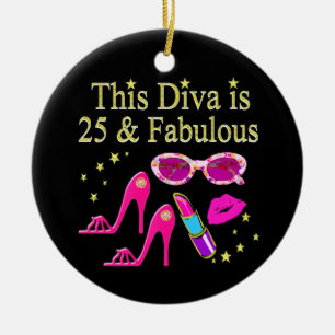 ORNAMENTO DE CERÂMICA 25 BIRTHDAY FABULOUS DIVA DESIGN