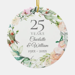Ornamento De Cerâmica 25 Casamento de Rosas de Foto de Aniversário Garla