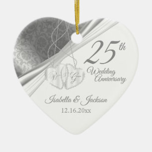 Ornamento De Cerâmica 25th Silver Wedding Anniversary
